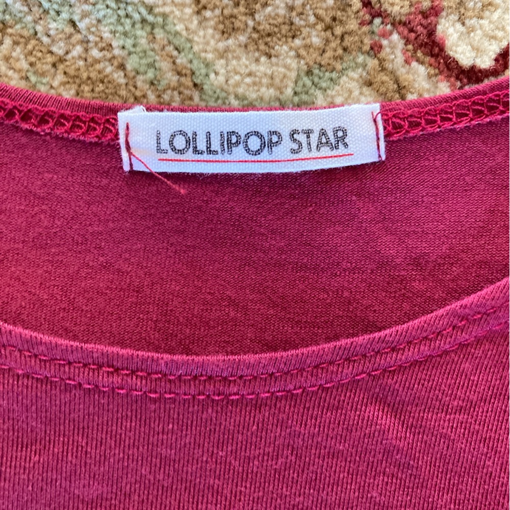 Woman’s shirt burgundy white and black stripes by Lollipop Star. Hardly wore. - Picture 5 of 10
